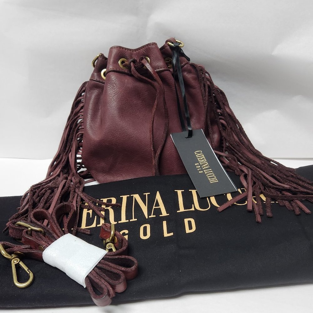 NWT Caterina Lucchi Campomaggi Artisans 60's Vibe Fringe Bag Deep Purple